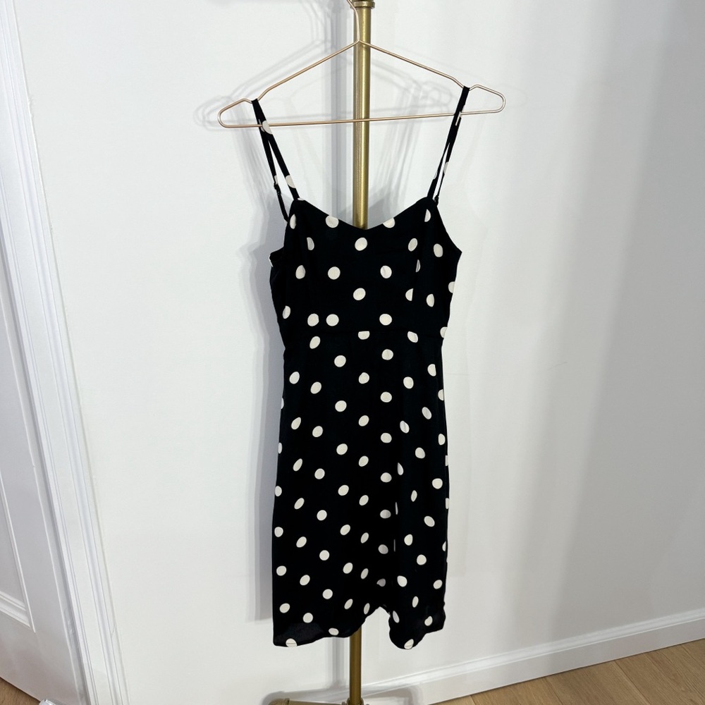 reformation polka dot midi dress
